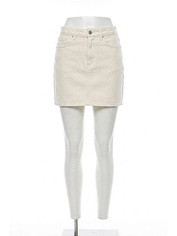 Dear John Quincy Denim Mini Skirt in Ivory (view 1)