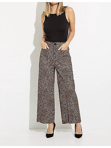 Joseph Ribkoff Animal Print Wide Leg Pant in Brown/Black (view 2)