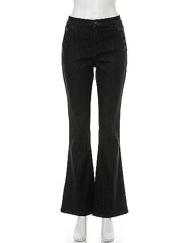 Joseph Ribkoff High Waist Flared Jeans in Black/Gold (view 1)