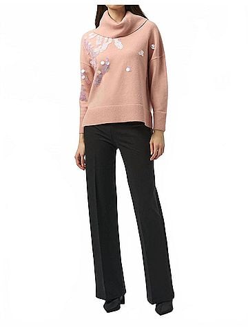 Joseph Ribkoff Heavy Knit Wide Leg Pant in Black (view 2)