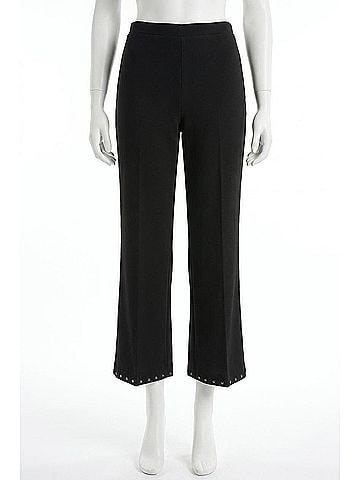 Joseph Ribkoff Studded Wide Leg Ankle Pants in Black (view 1)
