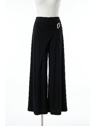 Joseph Ribkoff Silky Knit Culotte Pull On Pants With Buckle in Black (view 1)