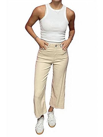 Dear John Aubrey Wide Leg Cropped Pants in Soft Seashell (view 2)