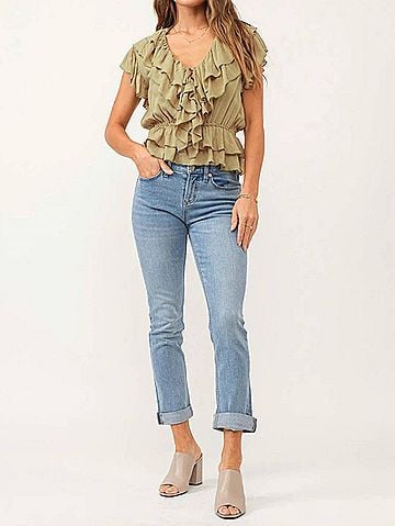 Dear John Blair Mid Rise Straight Leg Jeans in Light Denim (view 2)