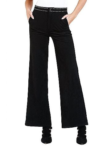 Dear John Fiona Lee Wide Leg Jeans in Black Suede (view 2)