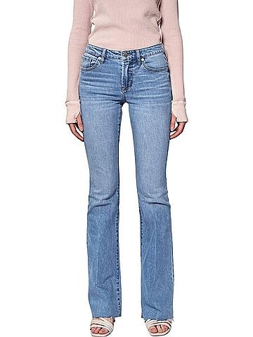 Dear John Bella Rose Mid Rise Flare Jeans in Light Denim (view 2)
