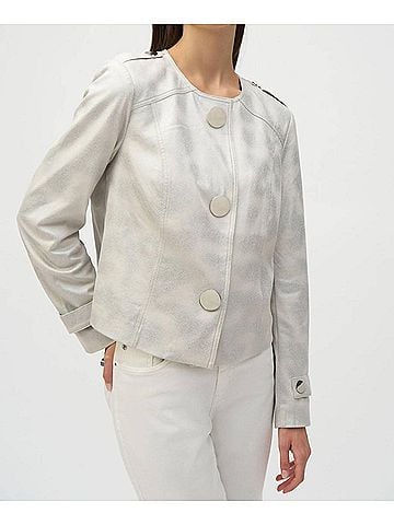 Joseph Ribkoff Suede Boxy Jacket in Moonstone (view 2)