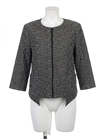 Joseph Ribkoff Textured Zip Front 3/4 Sleeve Jacket in Grey (view 1)