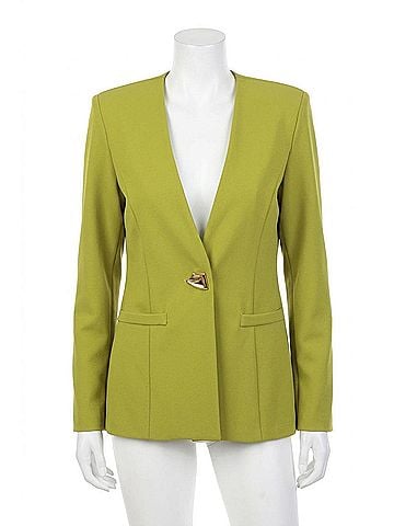 Joseph Ribkoff Collarless Long Sleeve Blazer in Fern Green (view 1)