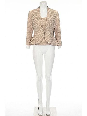 Joseph Ribkoff Textured Peplum Twin Set in Sand (view 1)