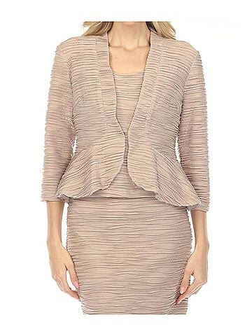 Joseph Ribkoff Textured Peplum Twin Set in Sand (view 2)