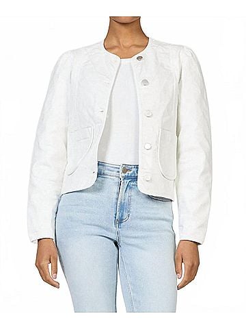 Dear John Kat Quilted Denim Jacket in White (view 2)