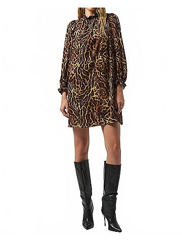 Joseph Ribkoff Recycled Georgette Print Animal Trapeze Dress in Black Brown (view 2)
