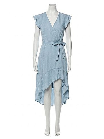 Dear John Anahi Wrap Front High Low Midi Dress in Carolina Blue (view 1)