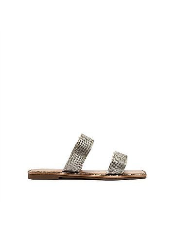 Qupid Women's Rhinestone Band Slide Sandal (view 1)