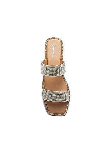 Qupid Women's Rhinestone Band Slide Sandal (view 2)