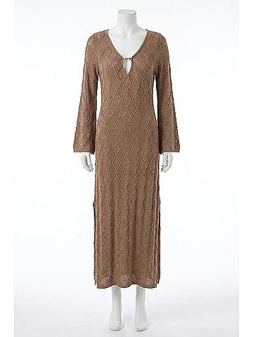 Surf Gypsy Plunge Diamond Knit Dress in Cocoa (view 1)