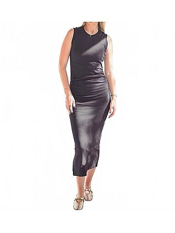 Bishop + Young Sleeveless Rib Midi Dress in Black (view 2)