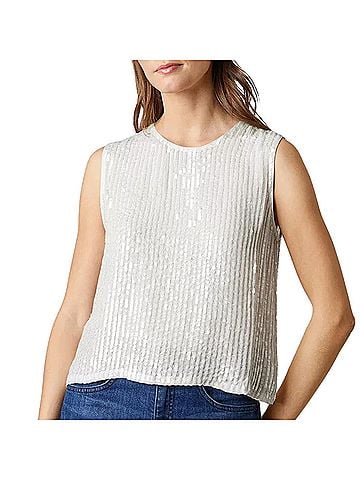 Velvet by Graham & Spencer Masion Sequined Top in Cream (view 2)