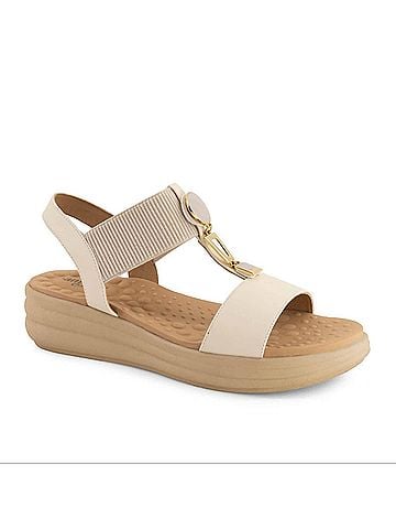 Andrea Women's T-Strap Wedge Sandal in White (view 1)