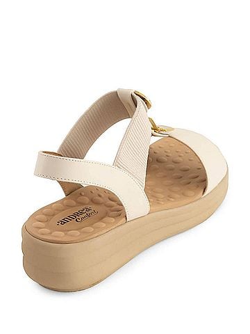 Andrea Women's T-Strap Wedge Sandal in White (view 2)