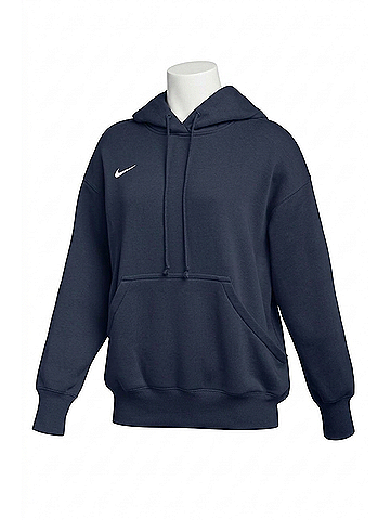 Nike Women's Phoenix Fleece Pullover Hoodie in Navy/White (view 1)