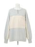 Free People Solid Blue Oversized Pullover Scalloped Trim Sweatshirt in Cold Winter Combo One size - photo 1
