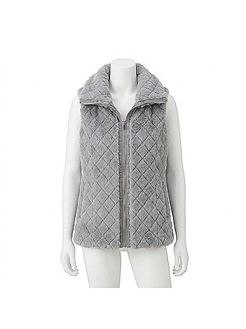 Carmen Marc Valvo Women's Faux Fur Vest in Grey (view 1)