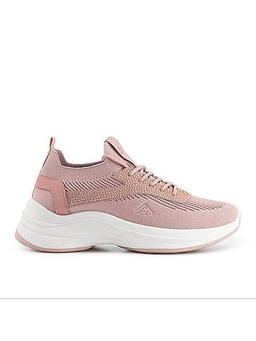 Andrea Womens Lightweight Knit Sneakers in Pink (view 1)