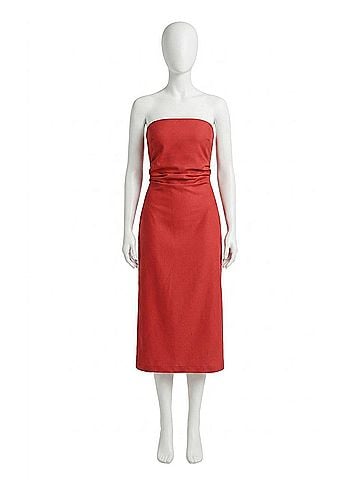 Sage the Label Take Action Pleated Tube Midi Dress in Garnet (view 1)