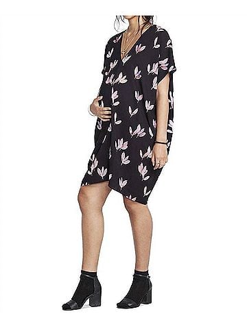 Hatch Slouch Maternity Mini Dress in Black Wild Tulip (view 2)