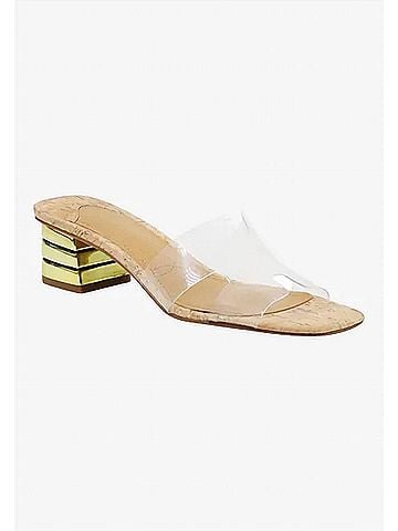 J. Renee Women's Rafaela Vinyl Slides in Clear/Natural/Gold Cork (view 2)