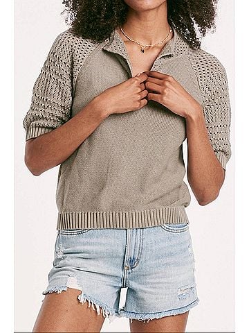 Wearever Verona Henley Sage Crochet in Green (view 2)