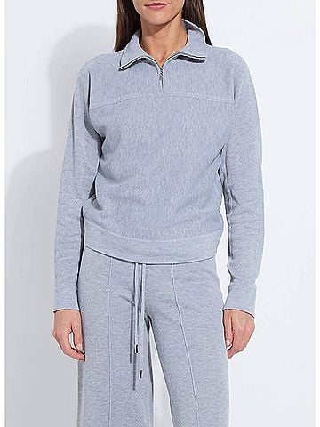 Lyssé Viola Knit Lounge Sweatshirt in Grey (view 2)