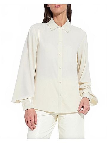 Lyssé Damari Sequin Embellished Shirt in Icing (view 2)