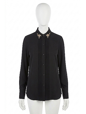 Lyssé Lizeth Embellished Tuxedo Shirt in Black (view 1)