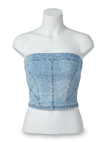 Commando Do It All Denim Tube Top in Washed Indigo (view 1)