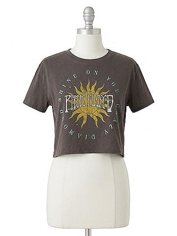 Recycled Karma Pink Floyd Shine On Cropped Tee in Black (view 1)