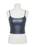 Commando Solid Silver Faux Leather Cami Crop Top in Galaxy Size S - photo 1