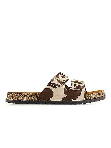Andrea Women's Cowhide Print Footbed Sandals (view 1)