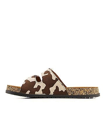 Andrea Women's Cowhide Print Footbed Sandals (view 2)