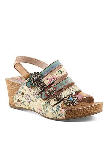 L'Artiste Women's Buckle It Up Sandals in Beige Multi (view 1)