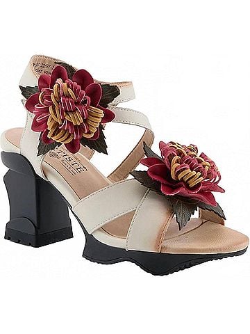 L'Artiste Women'S Hooked 3d Floral Heel Sandal in Beige Multi (view 1)