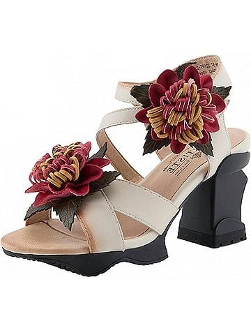 L'Artiste Women'S Hooked 3d Floral Heel Sandal in Beige Multi (view 2)