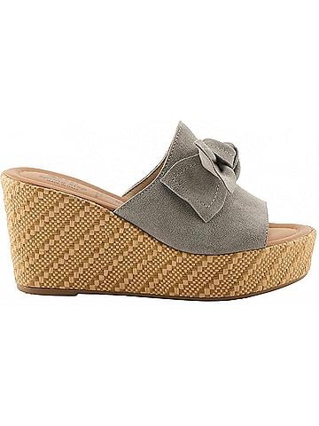 Spring Step Women'S Ellyn Woven Bow Wedge Sandal in Grey Suede (view 1)