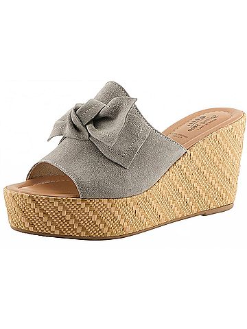 Spring Step Women'S Ellyn Woven Bow Wedge Sandal in Grey Suede (view 2)