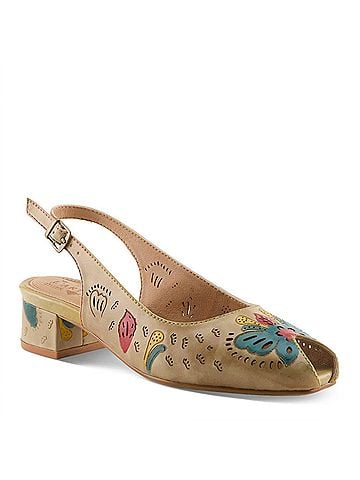 L'Artiste Women's Street Peep Sandals in Beige Multi (view 1)
