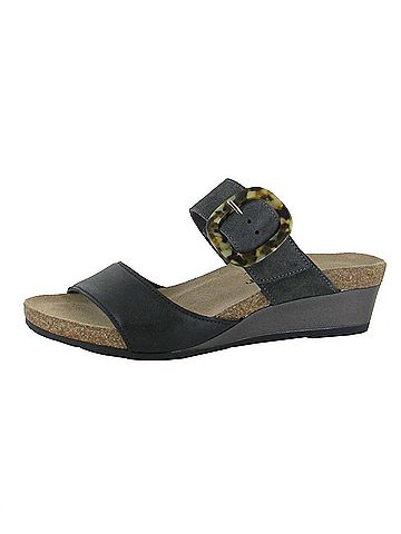 Naot Women's Kingdom Slide Sandal in Soft Black Leather/Oily Midnight Suede (view 2)