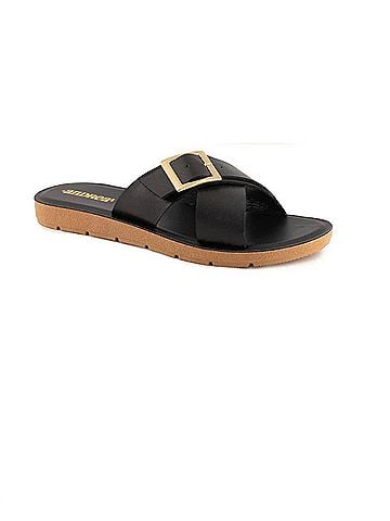 Andrea Women's Synthetic Flat Sandals in Black (view 1)