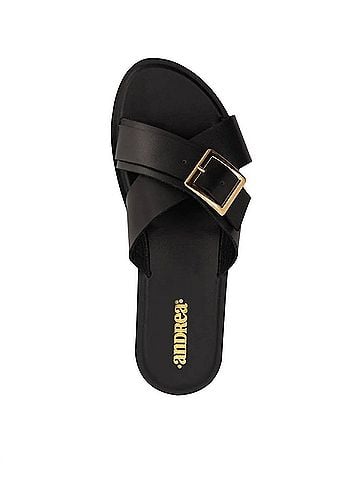 Andrea Women's Synthetic Flat Sandals in Black (view 2)